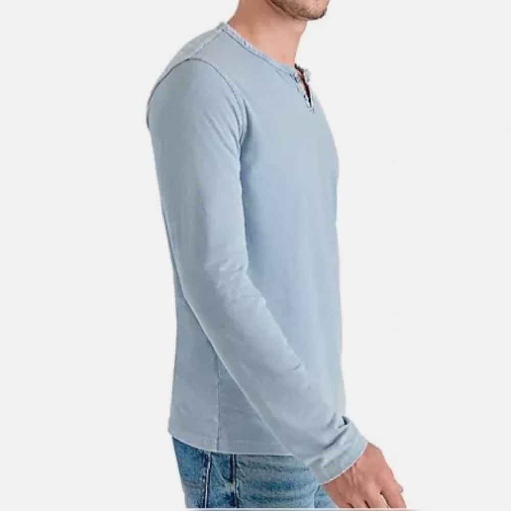 NWT Lucky Brand Men's Long Sleeve Triblend Notch Neck Henley  with button closur - Picture 12 of 15